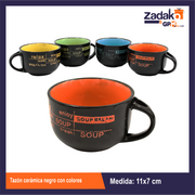 17236724519 TAZON CERAMICA NEGRO CON COLORES CON 1 PZ O CAJA CON 36 PZS