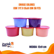 ENVASE COLORES CON 1 PZ O CAJA CON 50 PZS